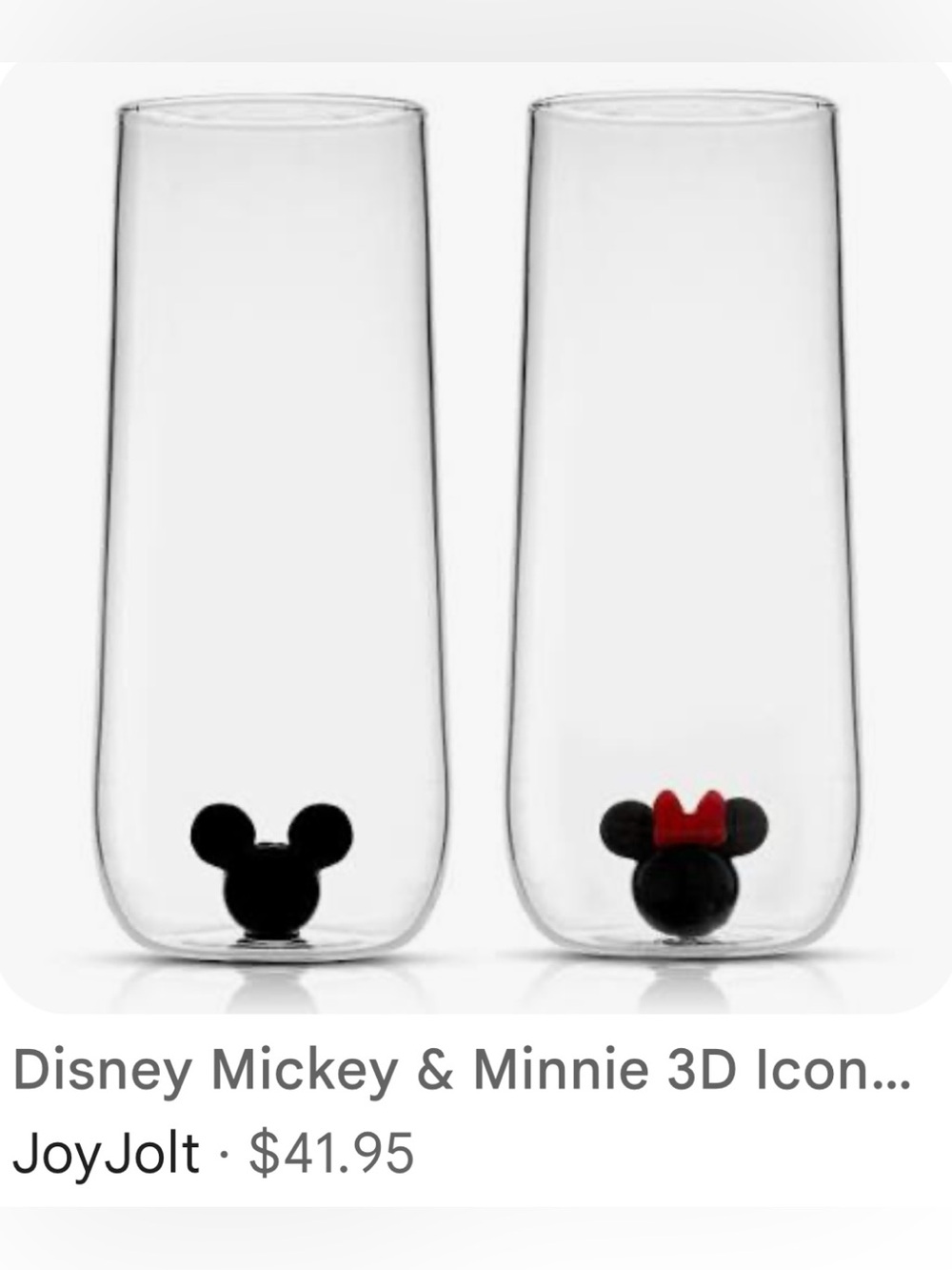 4 Disney Mickey & Minnie 3D Icon Clear Glasses with Black and Red Accents